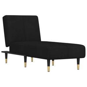 Chaise longue en velours noir, construction en mousse, métal et contreplaqué, 100 % polyester - Product Image 2
