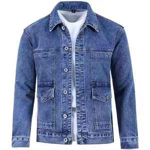 Streetwear Denim Jacket Custom Design Men Ripped <b>Button</b> Front Denim Jeans Jacket - Product Image 2
