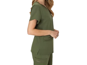 Women latest design <b>Scrub</b> Set Olive Green V Neck Short Sleeve Cotton Polyester Hospital <b>Uniforms</b> Pants Casual Medical - Product Image 4