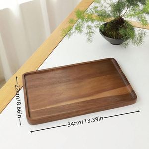 Bandeja rectangular clásica de madera de mango para servir en la cocina, para servir bocadillos y bebidas, duradera, ecológica, elegante y decorativa. - Product Image 5