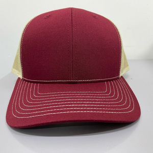 Adjustable Logo & Color 6-Panel Structured Mesh Back Casual Maroon Trucker Hat Vietnam Factory Made High Quality Outdoor Apparel - Product Image 1