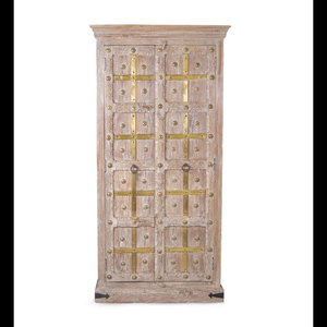 Vintage Wooden <b>Wardrobe</b> Cabinet Solid Wood Storage Armoire Hinged Door Bedroom Living Room Furniture - Product Image 3