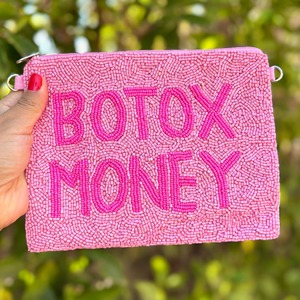 Porte-monnaie à perles Botox Money, sac cosmétique tendance, pochette amusante, cadeau artisanal brillant, grande capacité, fermeture éclair pour femmes - Product Image 2