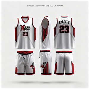 Conjunto de Uniforme de Baloncesto Personalizado para Hombres Adultos, Transpirable, 100% Poliéster, Sin Mangas, Jersey Estampado con Nombre, Número y Logotipo del Equipo, Blanco - Product Image 2