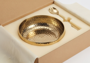 Bol à salade en aluminium martelé doré de haute qualité, bol mélangeur minimaliste, parfait pour les fêtes de déménagement et les dîners - Product Image 5