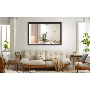 Specchio Moderno Rettangolare 152x102 cm con Cornice Nera, Grande Specchio Decorativo da Parete per Bagno, Soggiorno e Camera da Letto - Product Image 3