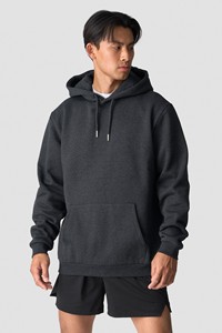 Sweat-shirt à capuche gris foncé pour homme, coupe classique, couleur unie, pull décontracté, 100% coton, tissu polaire respirant, anti-plis - Product Image 2