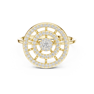 Anillo minimalista de oro amarillo macizo de 14k con forma de flor para mujer, con diamantes de corte brillante redondo y piedras cultivadas en laboratorio, para uso diario. - Product Image 1