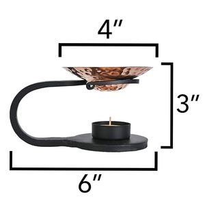 Modern Metal Tealight Candle Holder with Hammered Copper Bowl Decorative Essential Oil <b>Wax</b> <b>Melt</b> Burner - Product Image 2