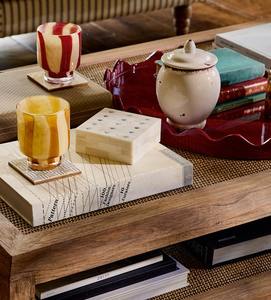 Juego de 4 Posavasos Clásicos Ecológicos con Incrustaciones de Hueso y Arte Floral, con Soporte - Elegante Juego de Vajilla para Té/Café - Product Image 4