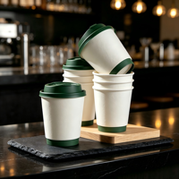 Gobelet en papier ondulé à double paroi 12oz 16oz pour boissons chaudes, isolé, jetable, avec logo personnalisé, en gros