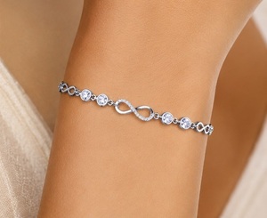 Rhodium Plated 925 Sterling <b>Silver</b> <b>Charm</b> <b>Bracelet</b> for Women Elegant Protective Symbol Fashion Jewelry Handmade 6.0 Inches - Product Image 6