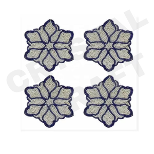premium handmade <b>beaded</b> <b>coaster</b> set for dining room floral embroidery <b>beaded</b> <b>coaster</b> set for table decoration traditional handma - Product Image 4