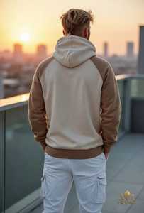 Conjunto de Pantalones Cargo Blancos y Sudadera con Capucha de Forro Polar Ecológico Tejido para Hombre, Diseño Sólido, Manga Regular, Ropa de Otoño - Product Image 6