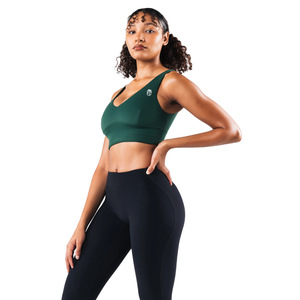 Sujetador deportivo sin costuras para mujer, con escote en V profundo, copas C y D, de alto soporte, para yoga, gimnasio, entrenamiento, elástico, moldeador, cómodo, top deportivo. - Product Image 3