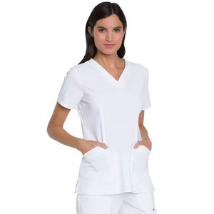 Nouvelle conception Tunique d'allaitement unisexe à manches courtes Couleur unie Blouse médicale Polyester/Coton Uniforme de travail pour hôpital et soins de santé - Product Image 4