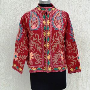 Veste en coton Suzani brodée à la main |   Tenue Bohème Festive (Taille jusqu'à 44") - Product Image 3