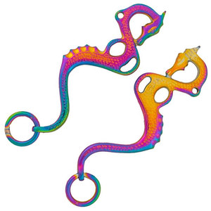 Mors de cheval Hackamore en acier inoxydable plaqué arc-en-ciel Dragon de haute qualité, mors Western Premium, équipement équestre durable - Product Image 1
