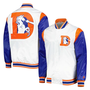 Duke Blue Devils White Winter Casual Puffer <b>Jacket</b> Men's Preppy Style <b>Zipper</b> Front Orange Blue Accents Floral Turn-down Collar - Product Image 3