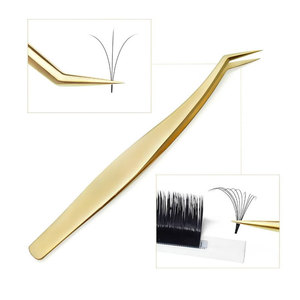 Pince à épiler professionnelle pour extensions de cils en acier inoxydable plaqué or 132 mm avec pointe de précision de 17 mm - Product Image 1
