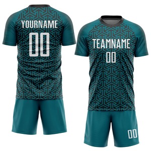 Conjunto de Uniforme de Fútbol Sublimado Personalizado con Patrón Geométrico, Pantalones Cortos Negros, Unisex, para Adultos, de Poliéster que Absorbe la Humedad - Product Image 4