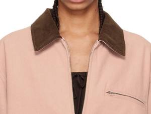 Chaqueta de Trabajo Personalizada de Lona Gruesa Color Rosa Oscuro, Chaqueta Bomber Casual Estilo Detroit para Mujer, Chaqueta de Trabajo Personalizada - Product Image 5