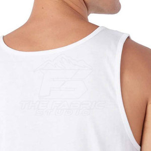 Camiseta sin mangas para hombre, corte ajustado, transpirable, tejido de poliéster/algodón, para gimnasio, entrenamiento, rendimiento atlético, pedido al por mayor - Product Image 6