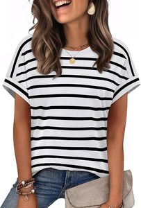 T-shirt pour femme, col en V, manches courtes, coupe classique, décontracté, été, respirant, toile 100% coton - Product Image 1