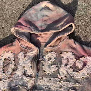 Blouson Streetwear Unisexe Joker Patchwork à Strass et Fermeture Éclair 2026 Marron Vintage Délavé Oversize Scintillant avec Cristaux HD - Product Image 5