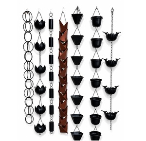Chaîne de pluie noire en cuivre en forme de coupe, design moderne, décoration suspendue pour la maison, créant un mouvement d'eau élégant, faite à la main, prête à être expédiée - Product Image 5