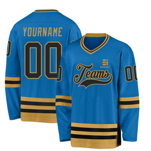 Maillots de hockey sur glace personnalisés en gros pour équipes, imprimés par transfert thermique, anti-humidité, 100 % polyester, manches longues, taille adulte, OEM - Product Image 1