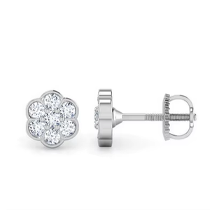 0.30TCW Real Round Diamond Cluster Stud <b>Earrings</b> | Floral Shape White <b>Gold</b> | Unisex Screw <b>Back</b> <b>Earrings</b> | Fine Diamond Jewelry - Product Image 3