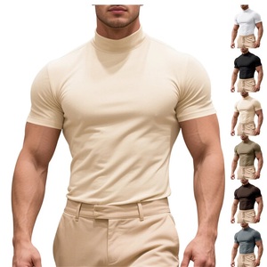 NEW Men's Elastic Casual Regular Fit Embroidered Blank Solid Color Short Sleeve T-Shirt Eco-Friendly <b>Polyester</b> Cotton <b>Tshirt</b> - Product Image 4