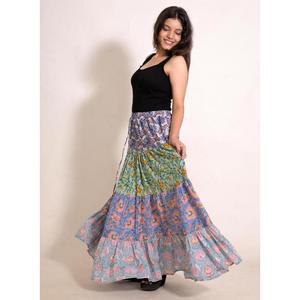 Cotton <b>Patchwork</b> Printed A-Line Maxi <b>Skirt</b> Handmade Indian Boho Long <b>Skirt</b> Everyday Wear - Product Image 5