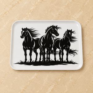 Bandeja de Servicio Rectangular de Metal Esmaltado Contemporáneo, Resistente a los Arañazos, Elegante Bandeja para Servir Comida, Té, Café y Bocadillos - Product Image 1