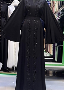 New Wholesale Umbrella Abaya Stone Work Handmade Sequined Arabic Dubai Style Full Flare Nida Fabric Evening Party Dress - Product Image 2