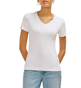 Camisetas de Verano para Mujer, Cuello en V, Manga Corta, Transpirables, de Secado Rápido, 100% Algodón, Nueva Llegada, Alta Calidad - Product Image 1