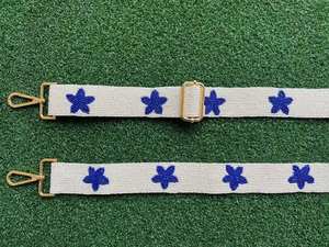 Correa de repuesto para bolso de mano con cuentas blancas y patrón de estrellas moradas y doradas, correa de hombro ancha de lona para el día del partido - Product Image 4