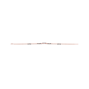 Luxury Rose <b>Gold</b> Black <b>Beads</b> <b>Bracelet</b> for Women | Four Leaf Clover CZ Diamond Charm <b>Bracelet</b> | Adjustable Double Chain Mangalsut - Product Image 3