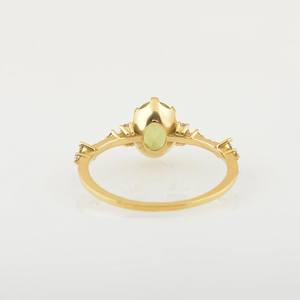 แหวนหมั้นเพอริดอทดีไซน์วินเทจ รูปไข่ สีเหลือง ได้รับการรับรอง สีเขียว แหวนแต่งงานเพอริดอตแท้ เงินแท้ 925 ชุบทอง 14K - Product Image 4