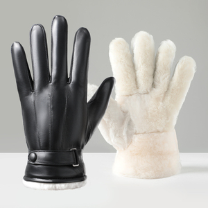 Guantes de Cuero para Invierno, Completos, Térmicos, Aislantes, Resistentes al Viento, para Deportes al Aire Libre, Unisex, Negros, con Cierre de Hebilla - Product Image 4