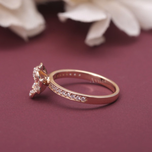 IGI Certified Lab Grown Round Diamond Flower Ring 9K Rose / White And Yellow Gold <b>Pink</b> & White Diamond Floral Ring for Women - Product Image 5