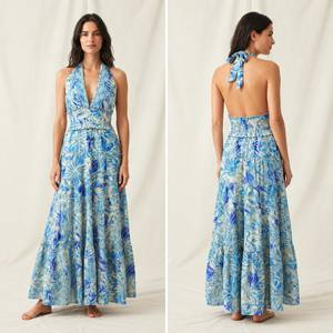 Sleeveless African Print Maxi Dress Women V Neck Tiered <b>Long</b> Dress Elegant <b>Floral</b> Casual Summer Beachwear - Product Image 2