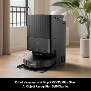 หุ่นยนต์ดูดฝุ่นและถูพื้น 25000Pa รุ่นบางเฉียบ พร้อมระบบ AI จดจำวัตถุและทำความสะอาดตัวเอง - Product Image 3