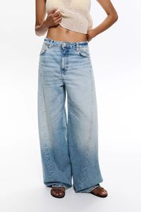 Pantalones vaqueros de algodón lavado a la piedra de cintura alta y pierna ancha para hombre, talla grande, ajuste holgado, cierre de botón, color liso, tejido. - Product Image 3