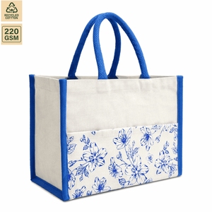 Custom Printed Laminated Recycled Polycotton Canvas Tote Bags 31x21x16 cm Front Pocket Velcro Closure Wholesale OEM ODM Supplier - Product Image 1
