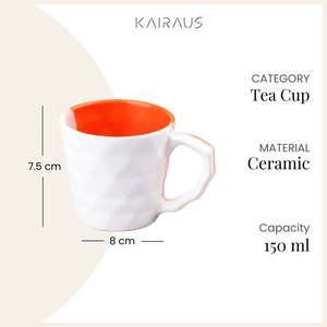 Multicolored Diamond Engraved Ceramic Tea <b>Cup</b> <b>Set</b> of 4 - Product Image 3