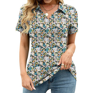 Chemises polo pour femmes, imprimées, avec impression couleur intégrale, séchage rapide, design personnalisé - Product Image 1