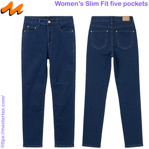 Pantalon pour femme, coupe slim, respirant, en denim, toutes saisons, tissu coton, poly, élasthanne, confectionné en 9,47 oz, coupe droite - Product Image 2