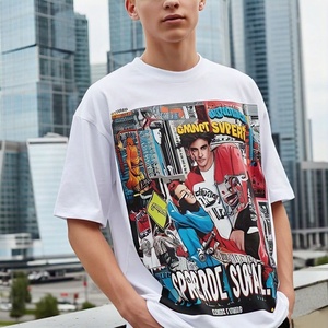 T-shirt personnalisé de haute qualité 100% coton pour hommes Logo oversize DTG Streetwear à coupe ample et longue - Product Image 2